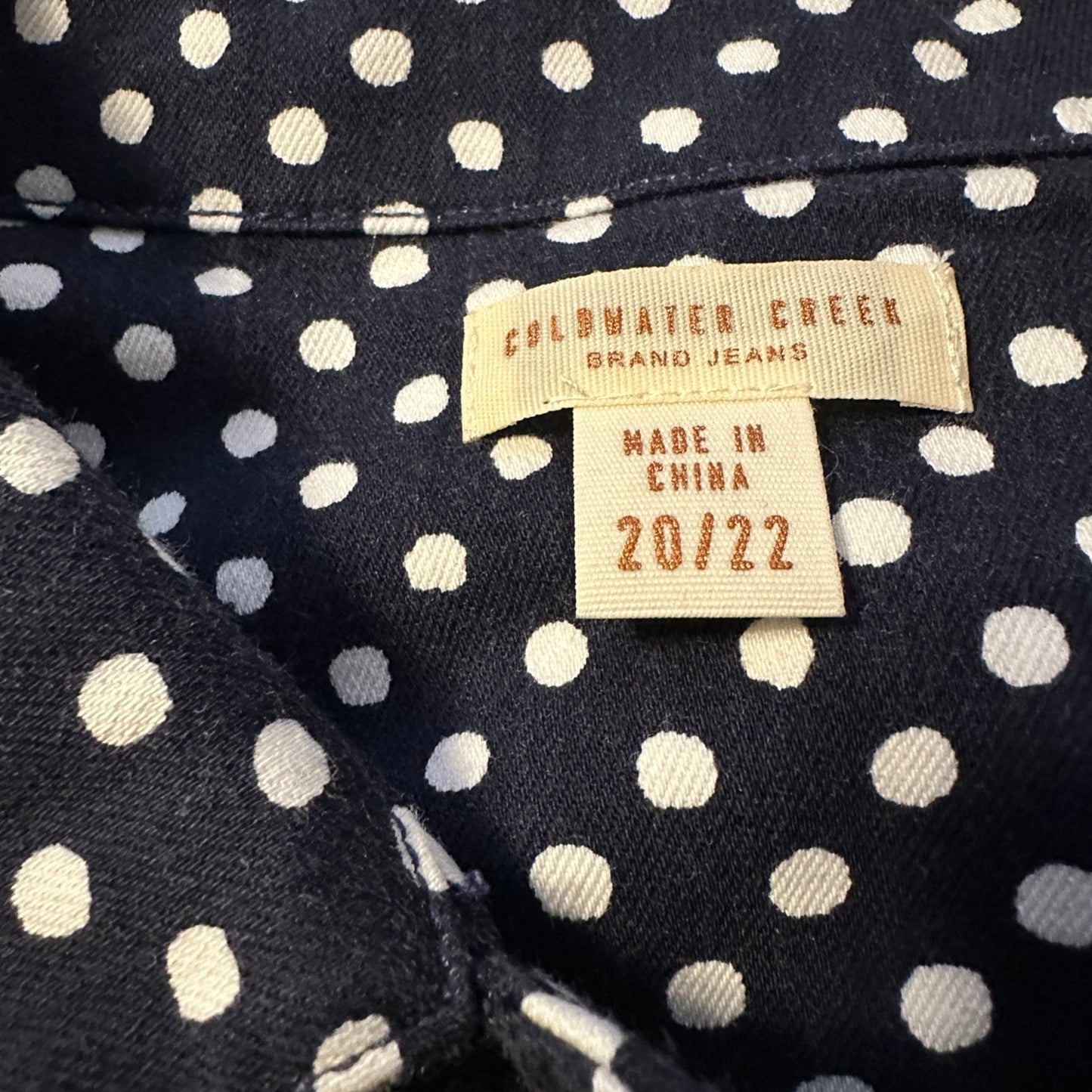 Coldwater Creek dark blue polka dot Denim Jacket