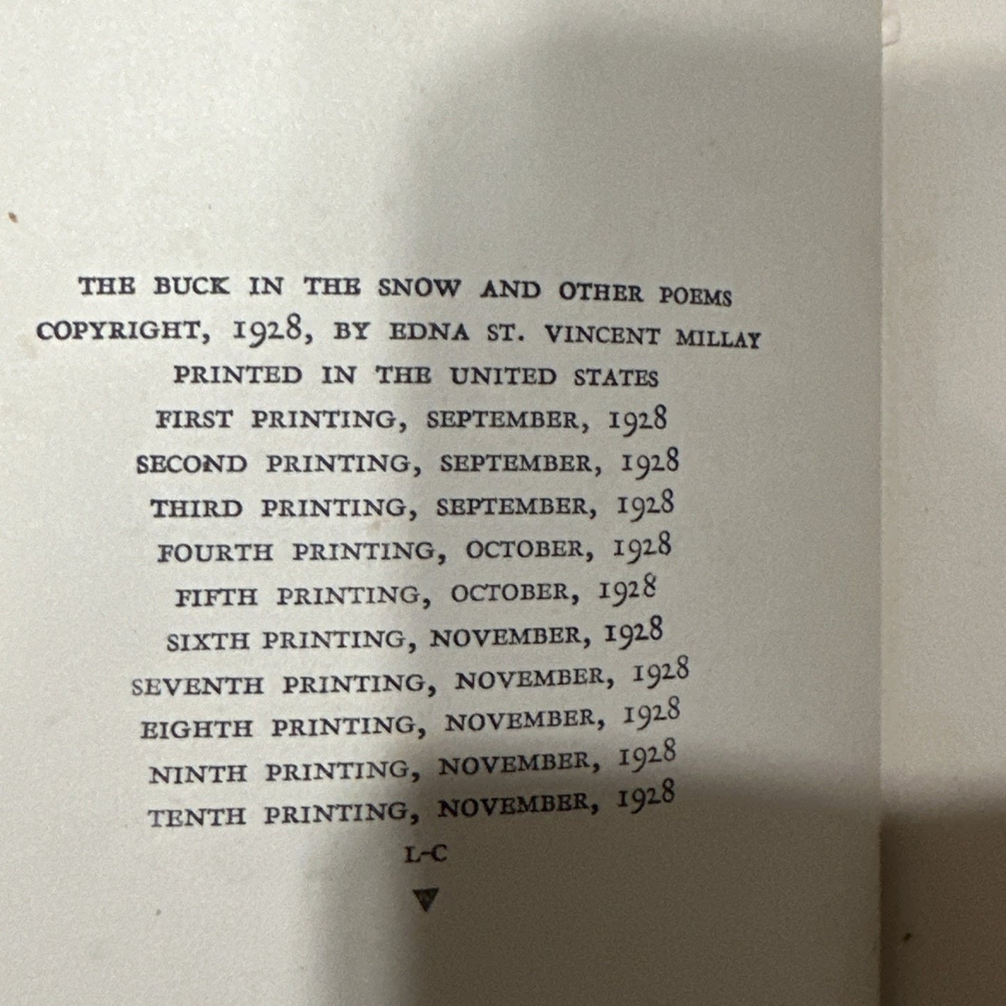 1st Edition THE BUCK IN THE SNOW & Other Poems by Edna St Vincent Millay [1928]