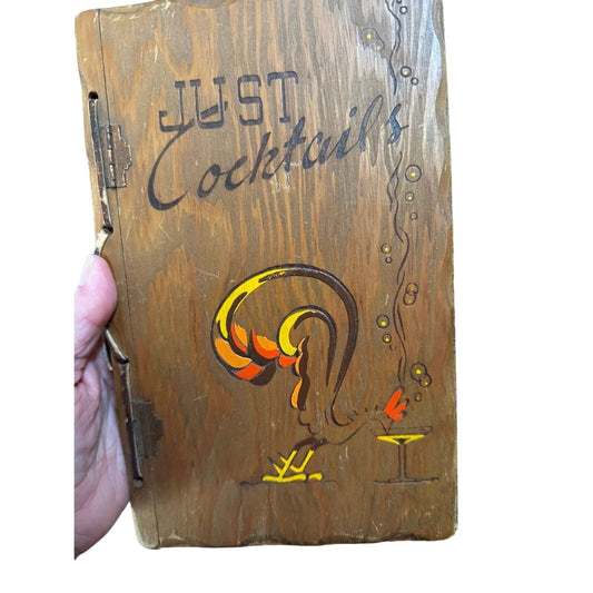 Just Cocktails bar recipe book with wood