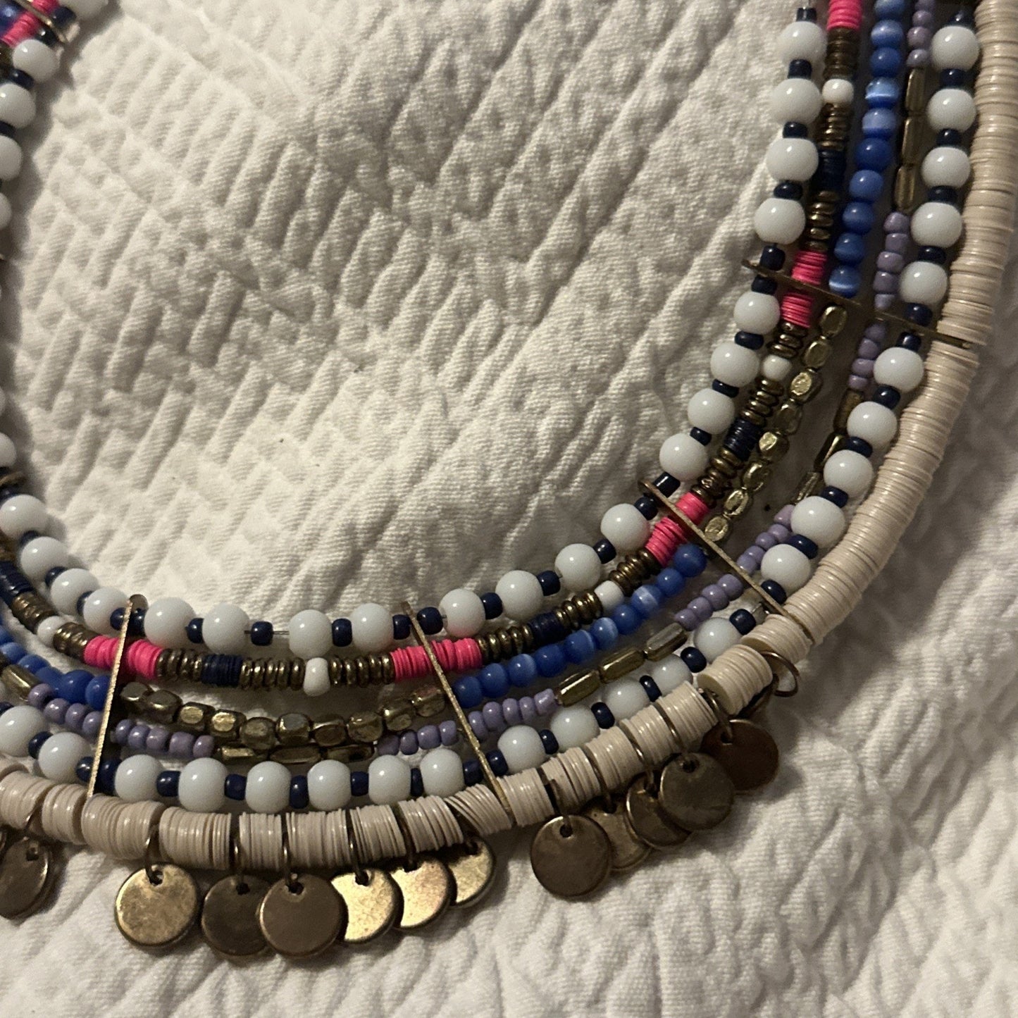 Gold bib statement necklace Chunky Costume Jewelry 10”