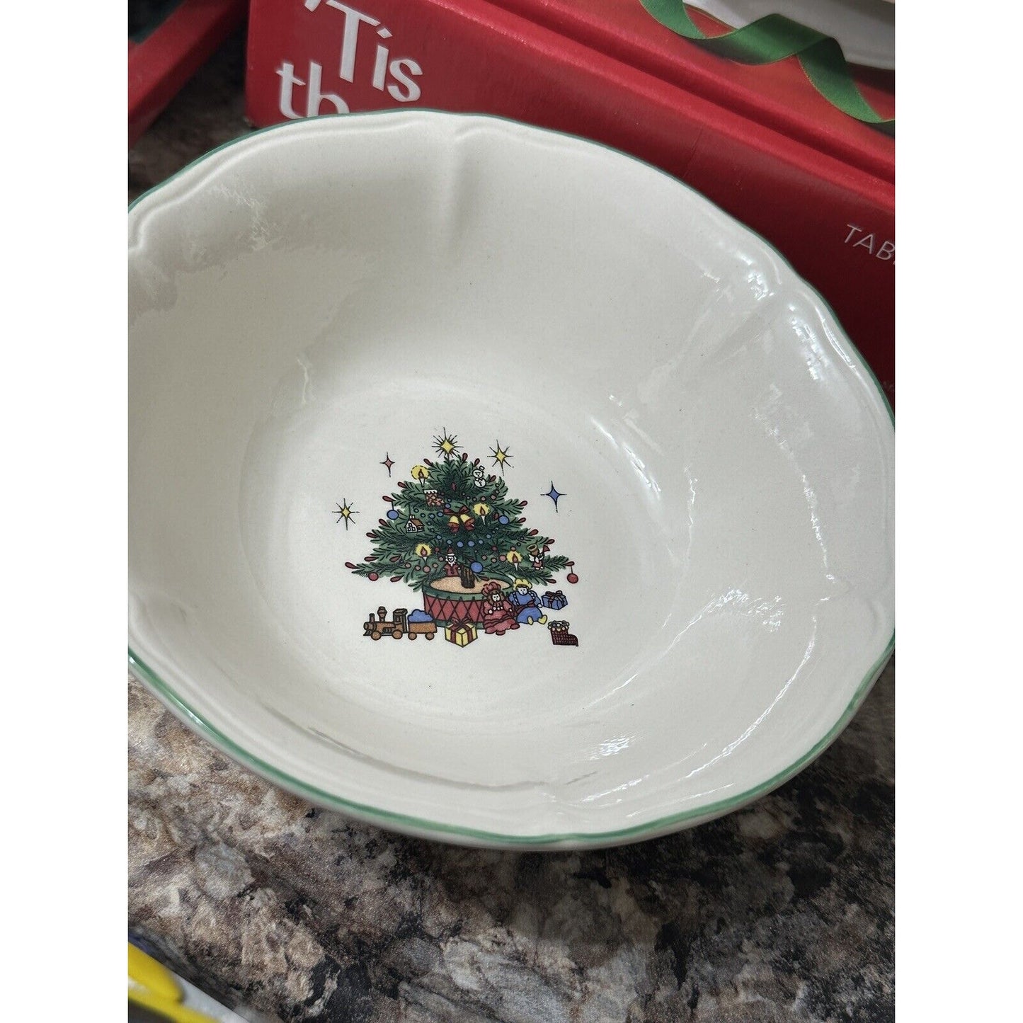 Happy Holidays Tea Cup and Saucer Christmas Tree Nikko White Japan Set of 2
