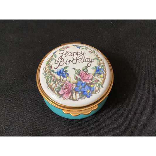 Kingsley Enamel Trinket Box Happy Birthday Worcestershire England in Box