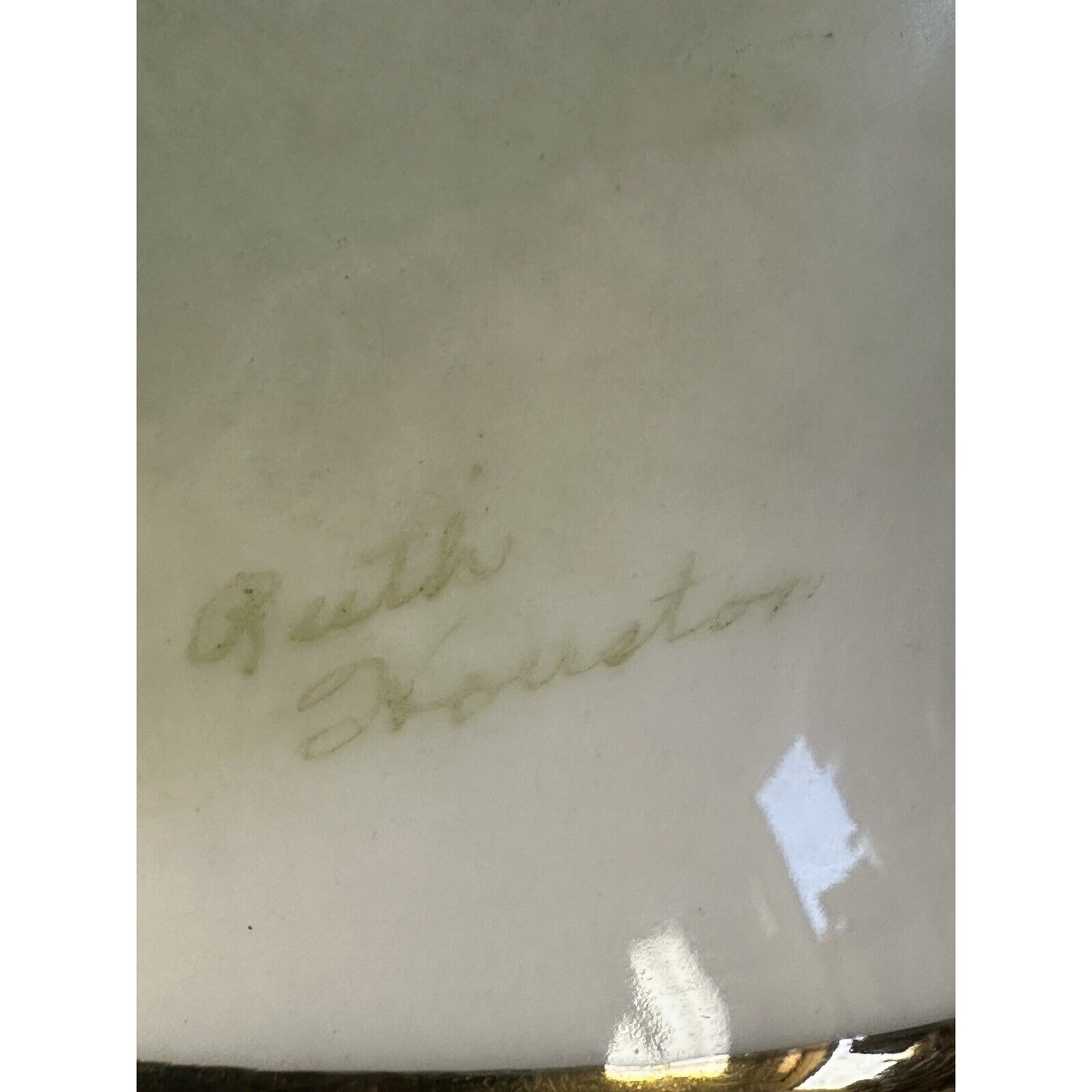 Vintage 20th C Hand Painted Porcelain Vase Art Nouveau Style Signed Ruth Houston