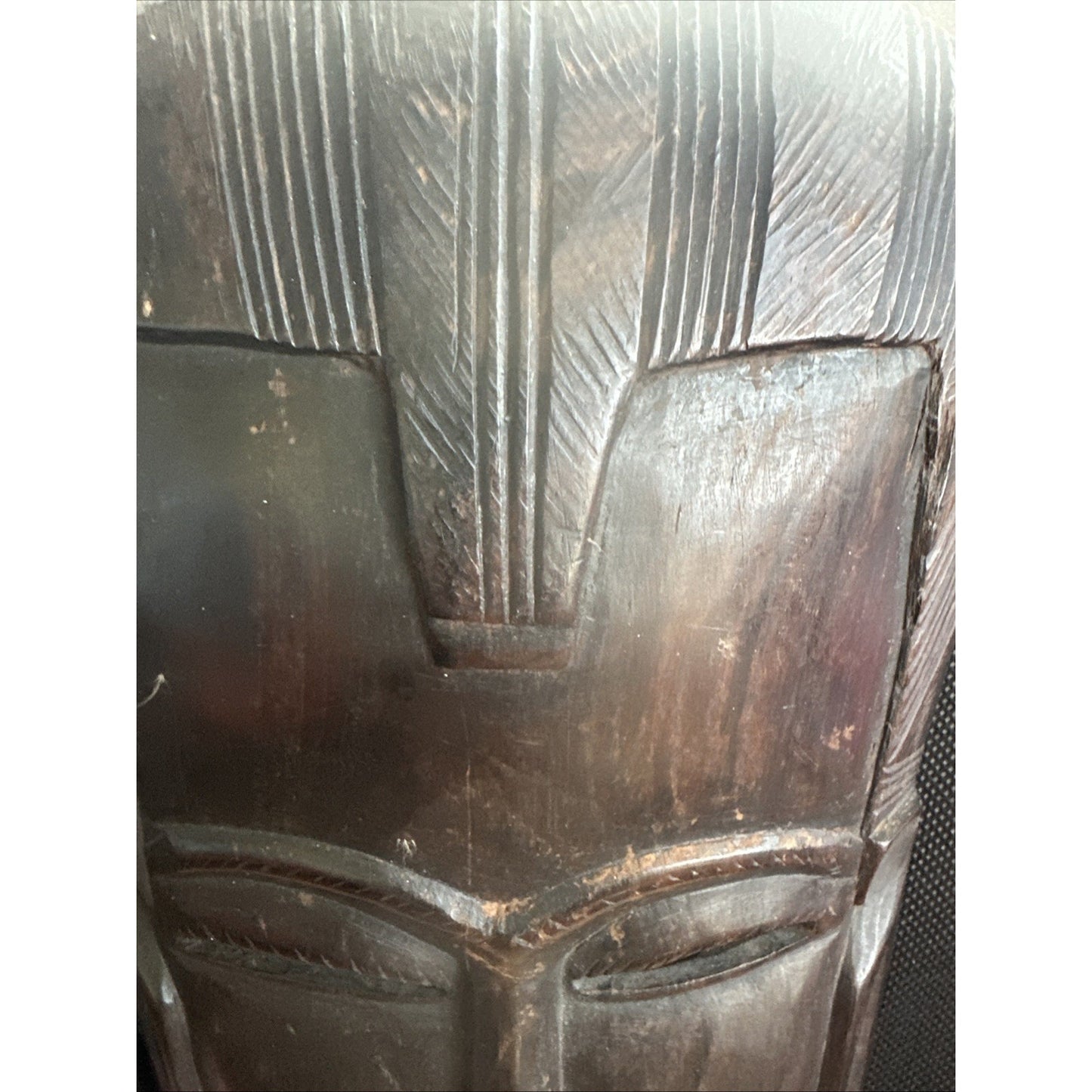 Vintage carved African tribal very heavy ebony wood warriors mask 12 inches