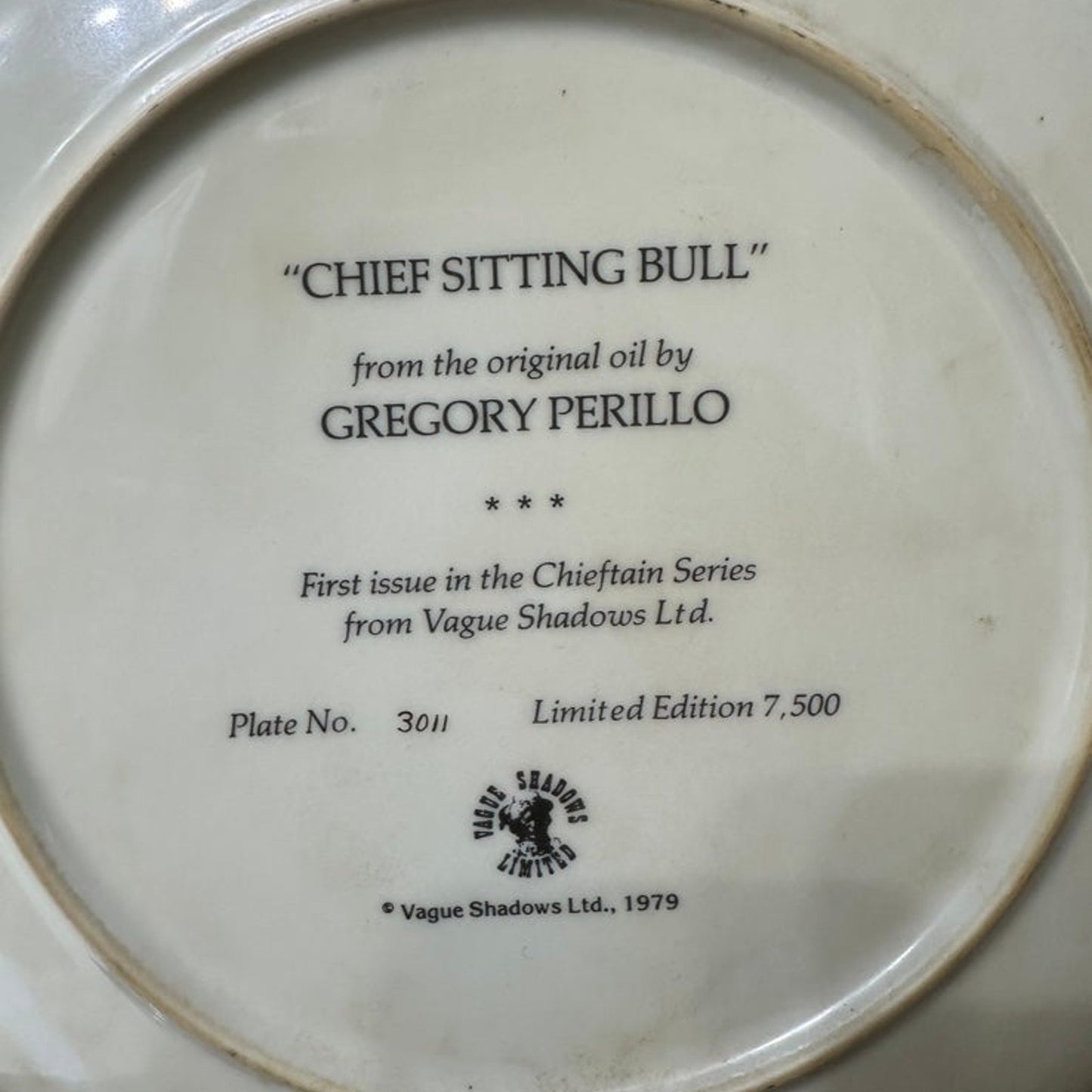 1979 Perillo “Chief Sitting Bull” Chieftain Series Collector's Plate.