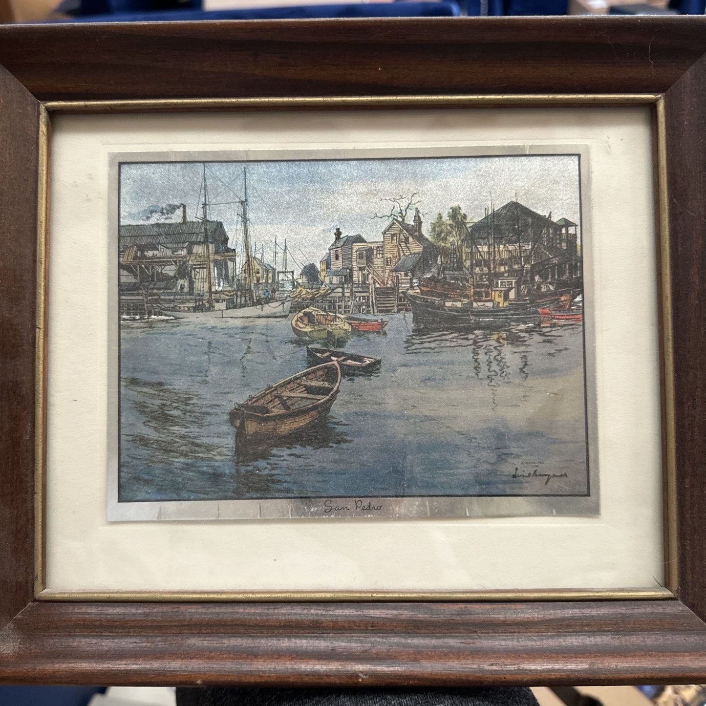 VTG San Pedro Color Foil Etching By Lionel Barrymore