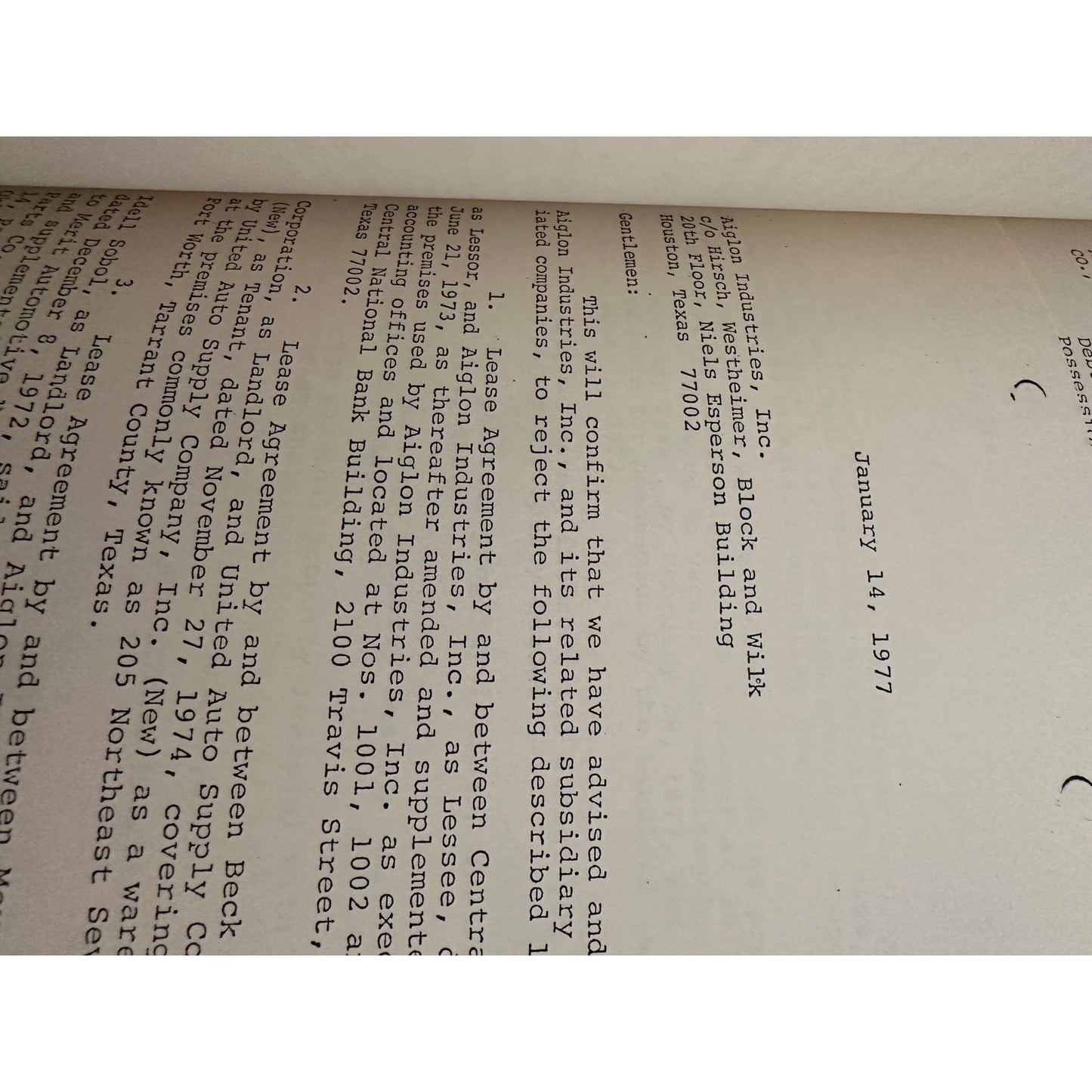 Aiglon Industries, Inc ET AL chapter XI Arrangement Proceedings NOS 76-HS-494, ET SEQ