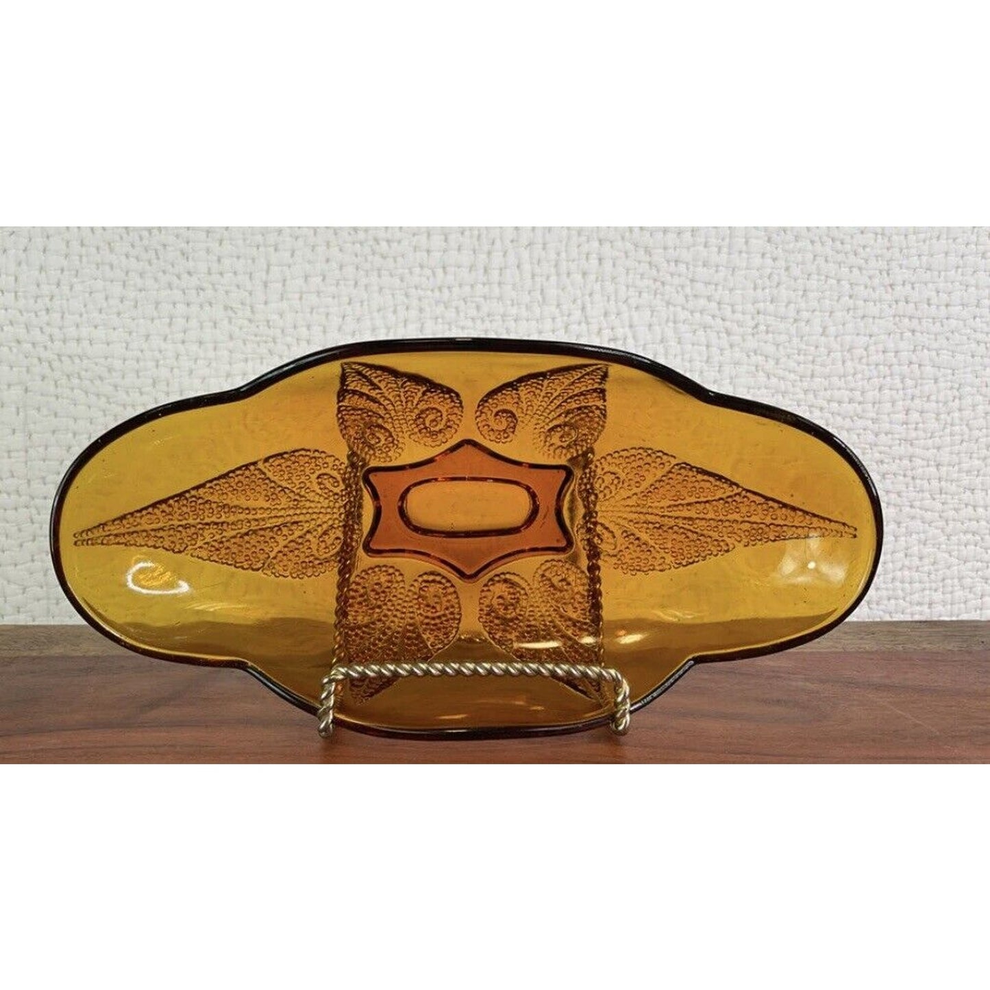 2 Vintage Tiara Amber Indiana Glass 5" x 10" oval banana split dish candy dish