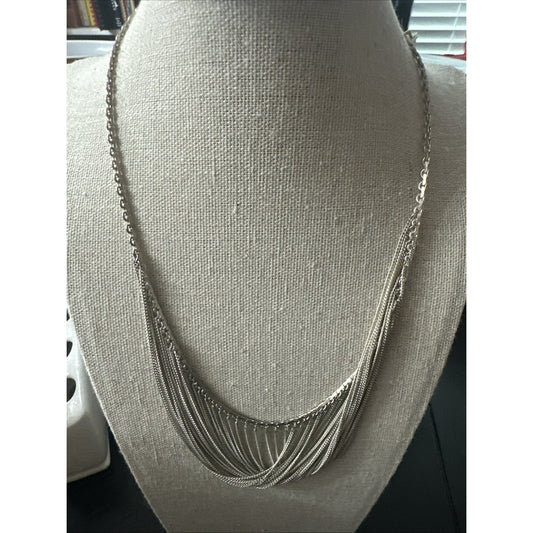 Vtg 925 Sterling Silver Multi Strand Chain Bib Necklace 27.5G