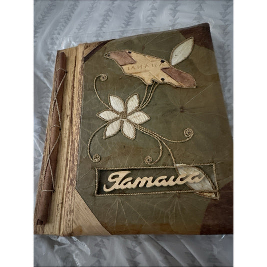 VTG Handmade Banana Leaf Jamaica Photo Album Tiki Wood Scrapbook One Of A Kind