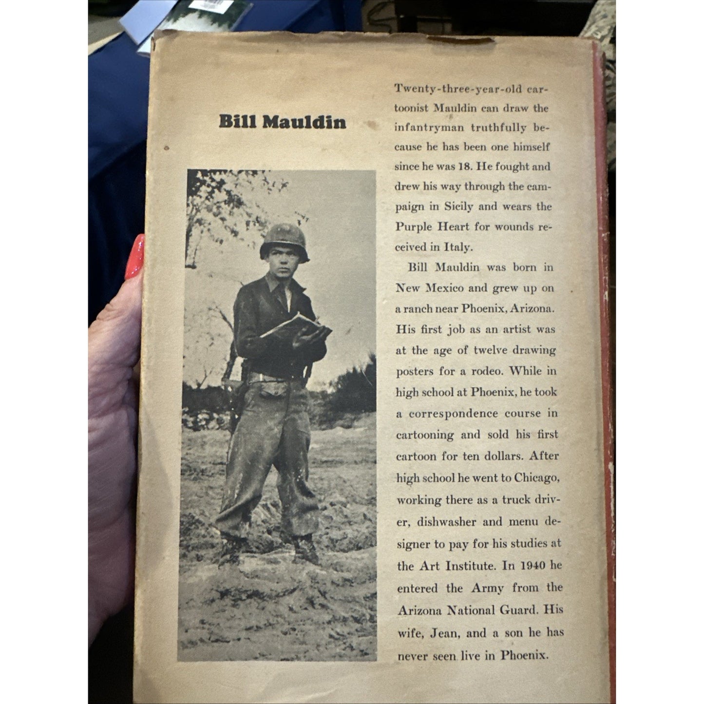 Up Front by Bill Mauldin, 1945 First Edition Vintage, HC, DJ Infantryman Art