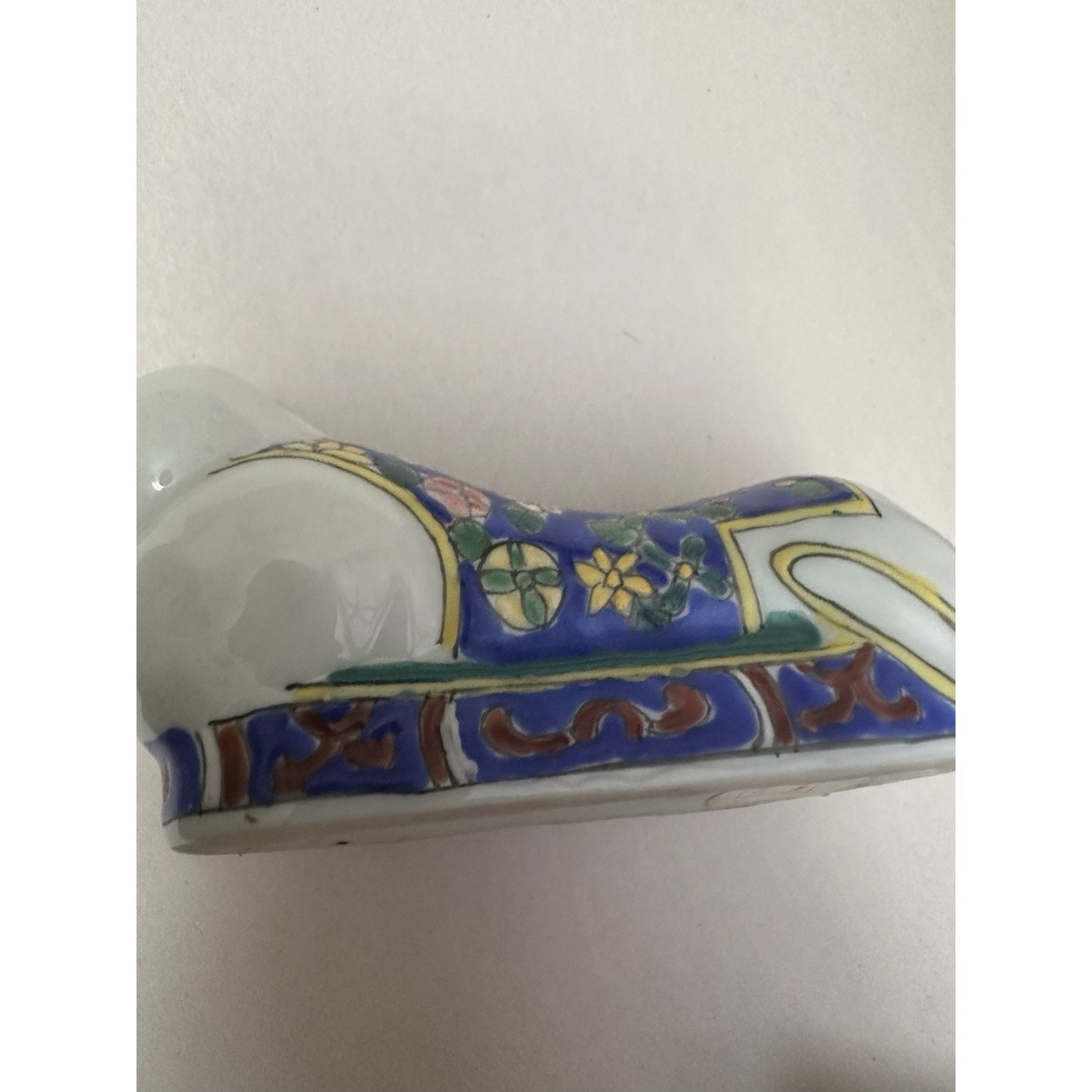 Vintage Chinese Export Porcelain Enamel Laying Child On Opium Pillow Figurine