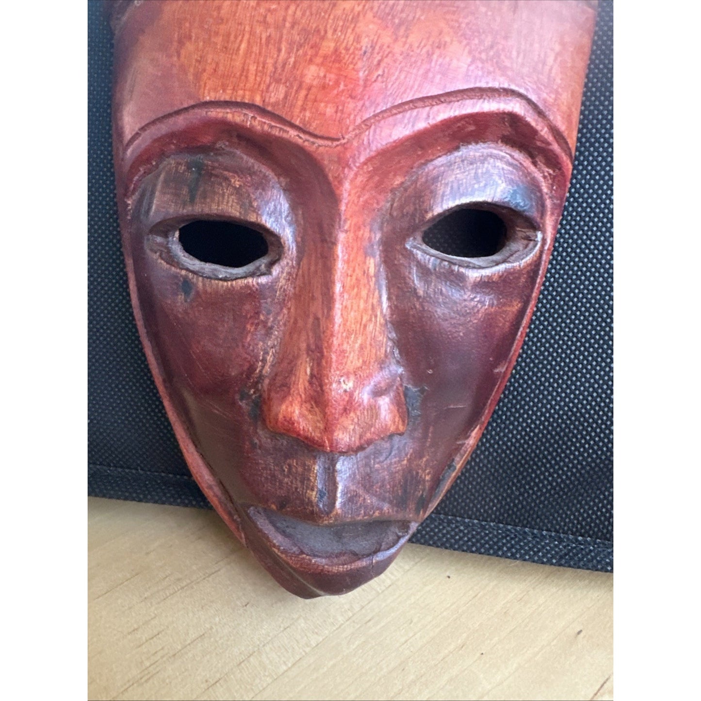 Primitive St Croix Wooden Elongated Face Mask Hand Crafted - Brown