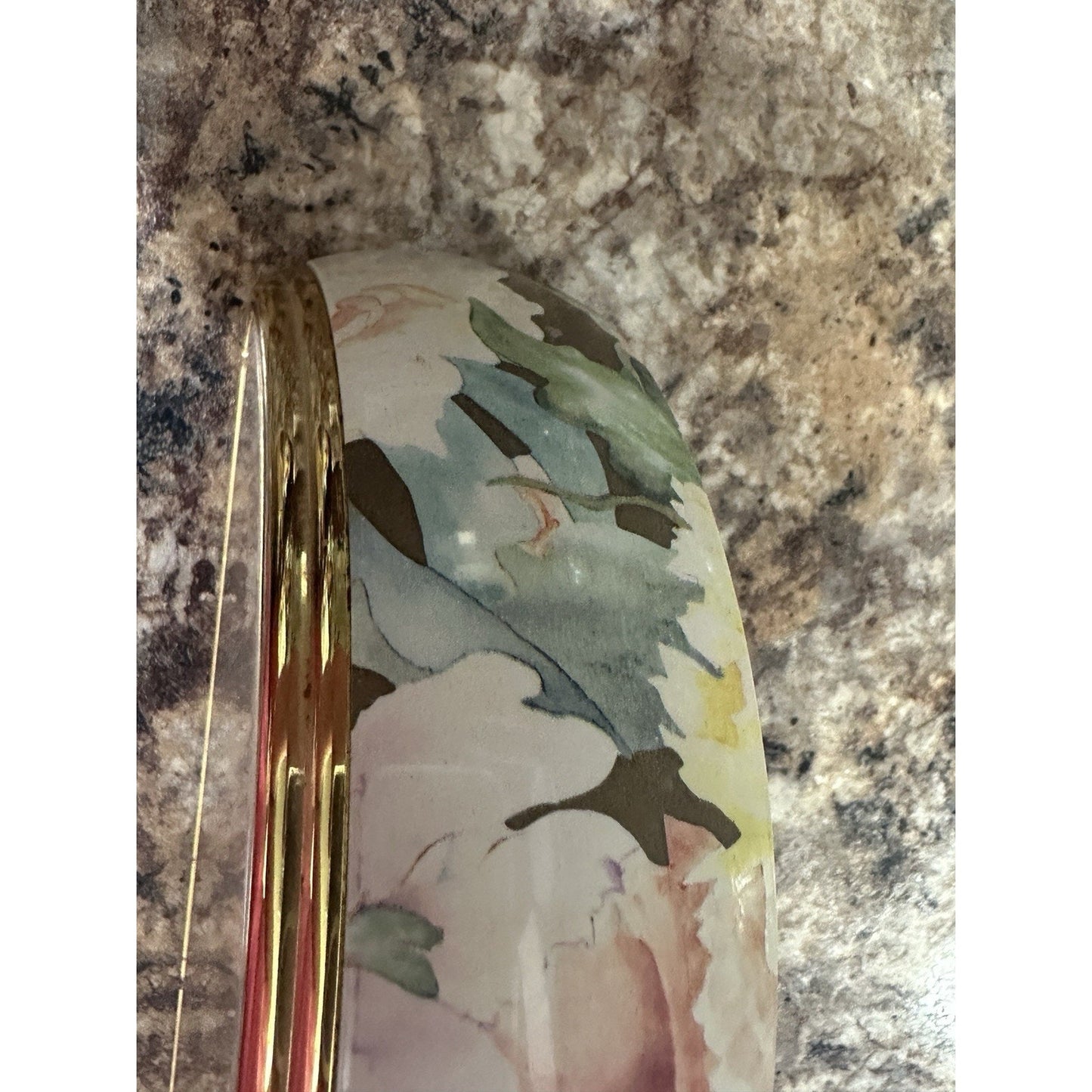 Beautiful Bulova half moon Floral shelf/mantel clock-Tested and Works