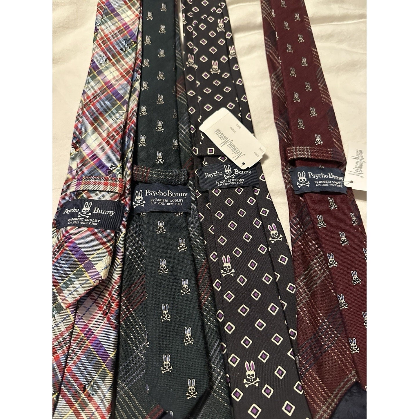Lot Of 4 Psycho Bunny Tie By Robert Godley Colorful Preppy Stylish Eye Catching
