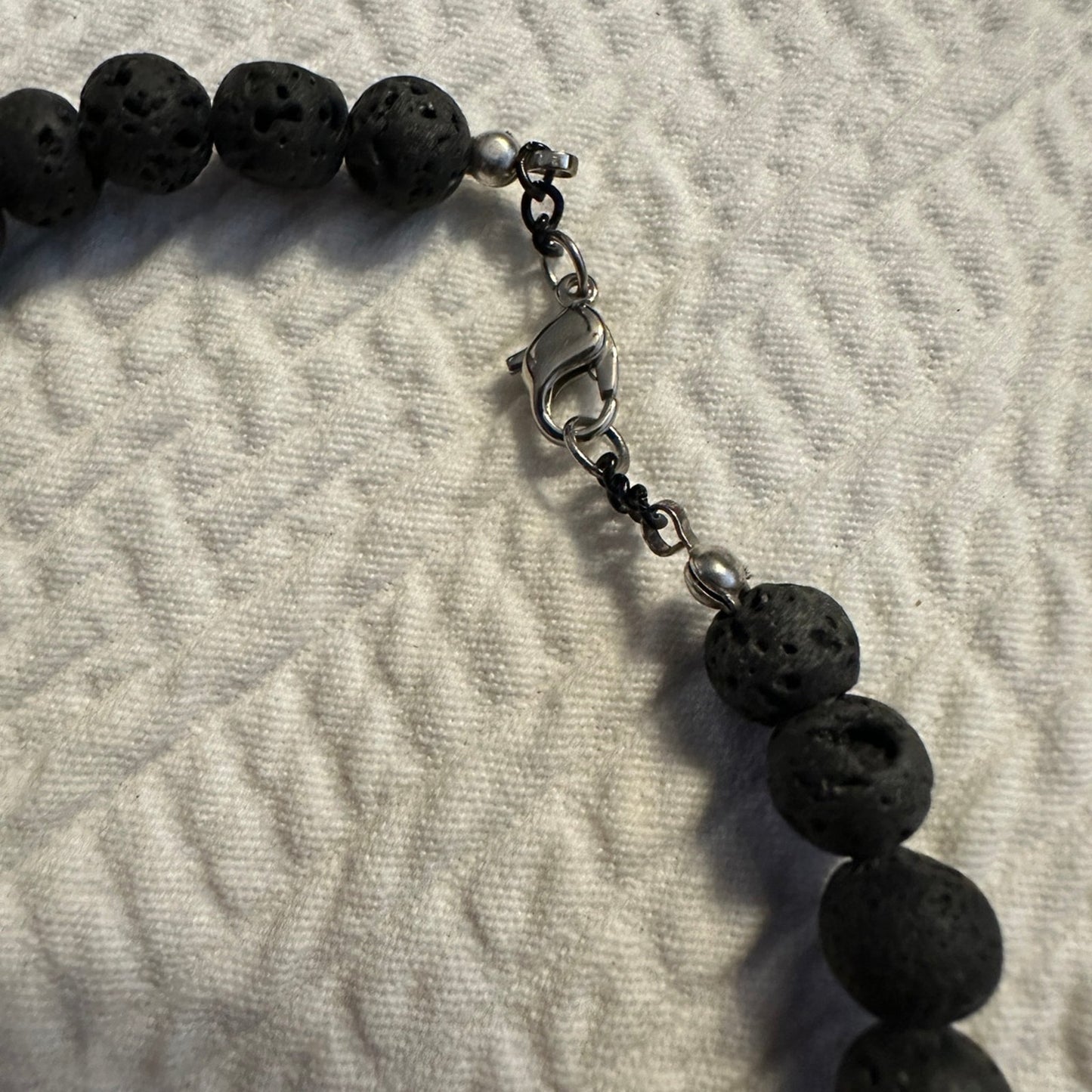 Beautiful rare Lava Bead necklace with green cross