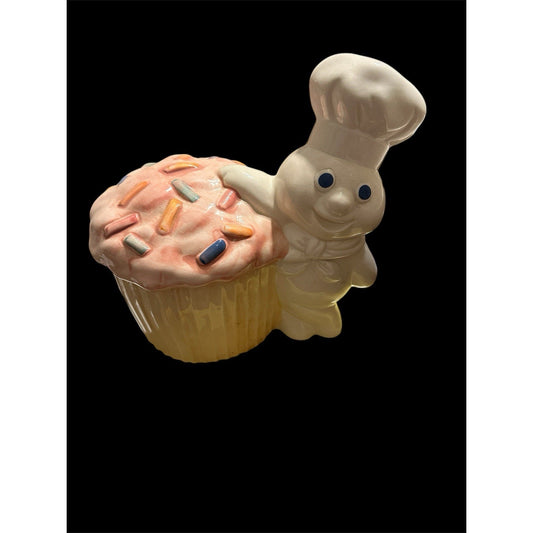 Vintage Pillsbury Doughboy 1992 Poppin'Fresh Funfetti Cookie Jar 10"x7"x10" EUC