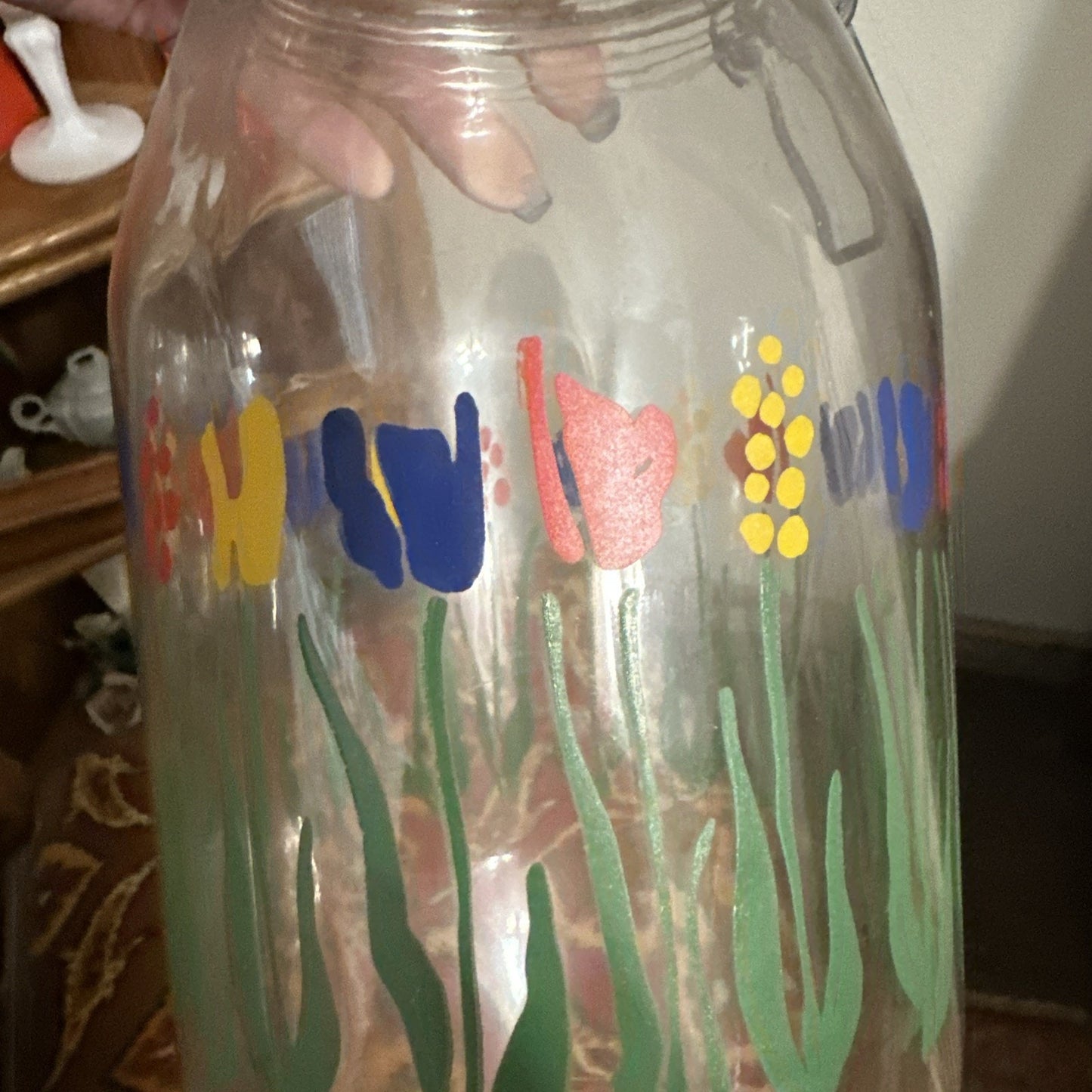 ARC France Glass 2 L Canister With Floral Design