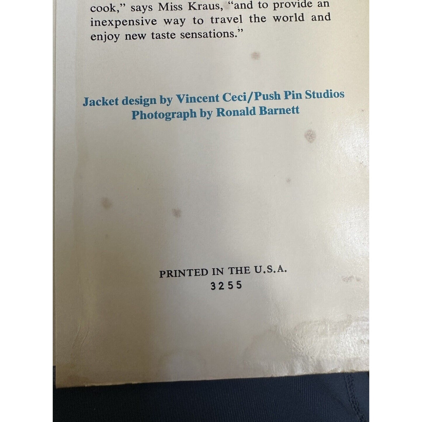 United Nations Cookbook Hardcover Barbara Kraus