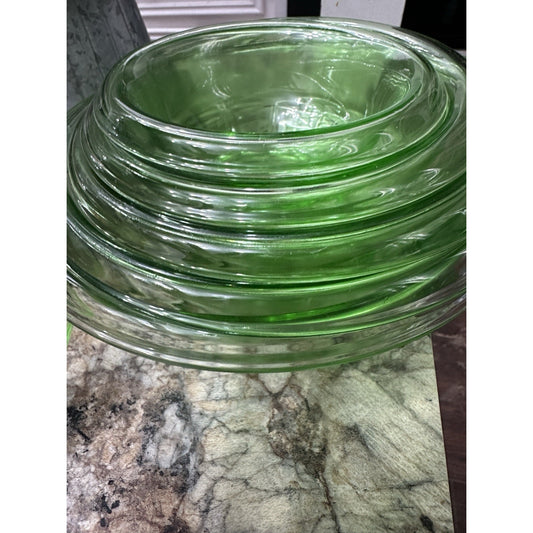 Hazel Atlas Green Uranium Vasaline mixing Bowl Set Of 5. Great Condition. Rare