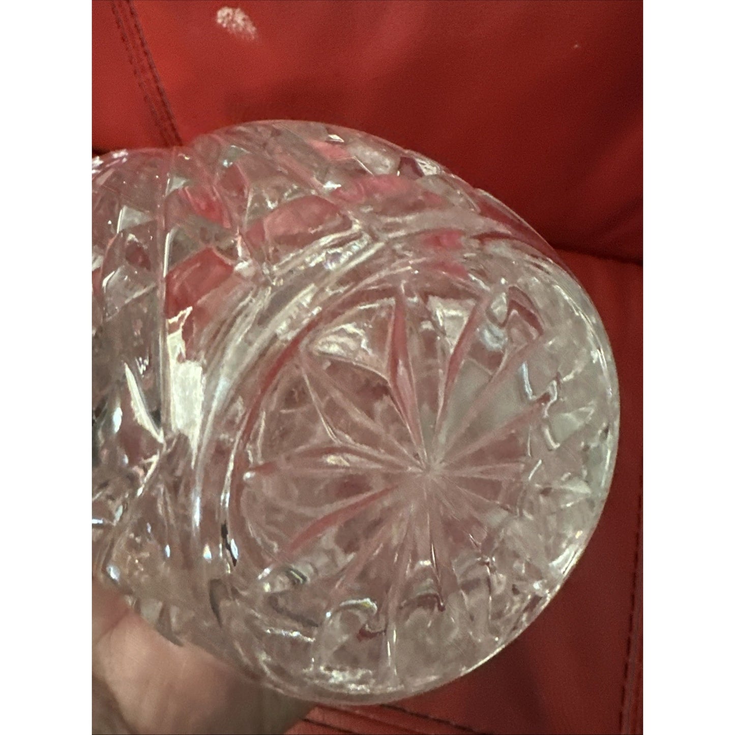 Vintage Lead Crystal Star of David Pinwheel Pitcher EUC