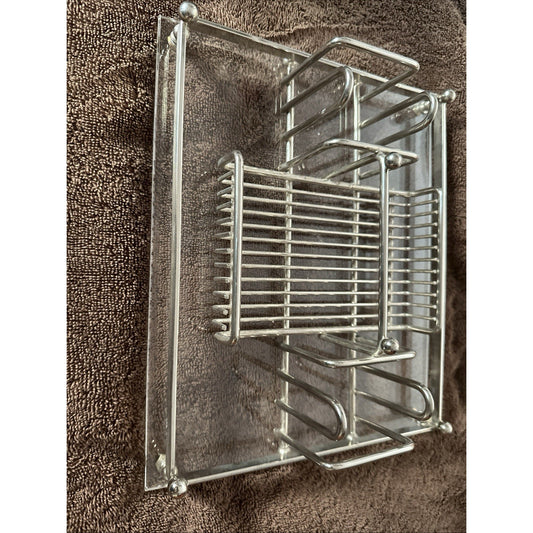 1960s Charles Hollis Jones Multi-Use Tray Organizer Polished Nickel & Lucite MCM