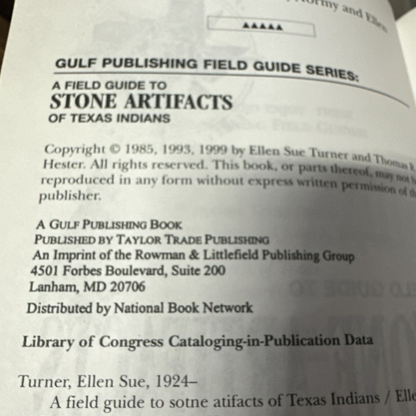 A Field Guide to Stone Artifacts of Texas Indians [Gulf Publishing Field Guide S