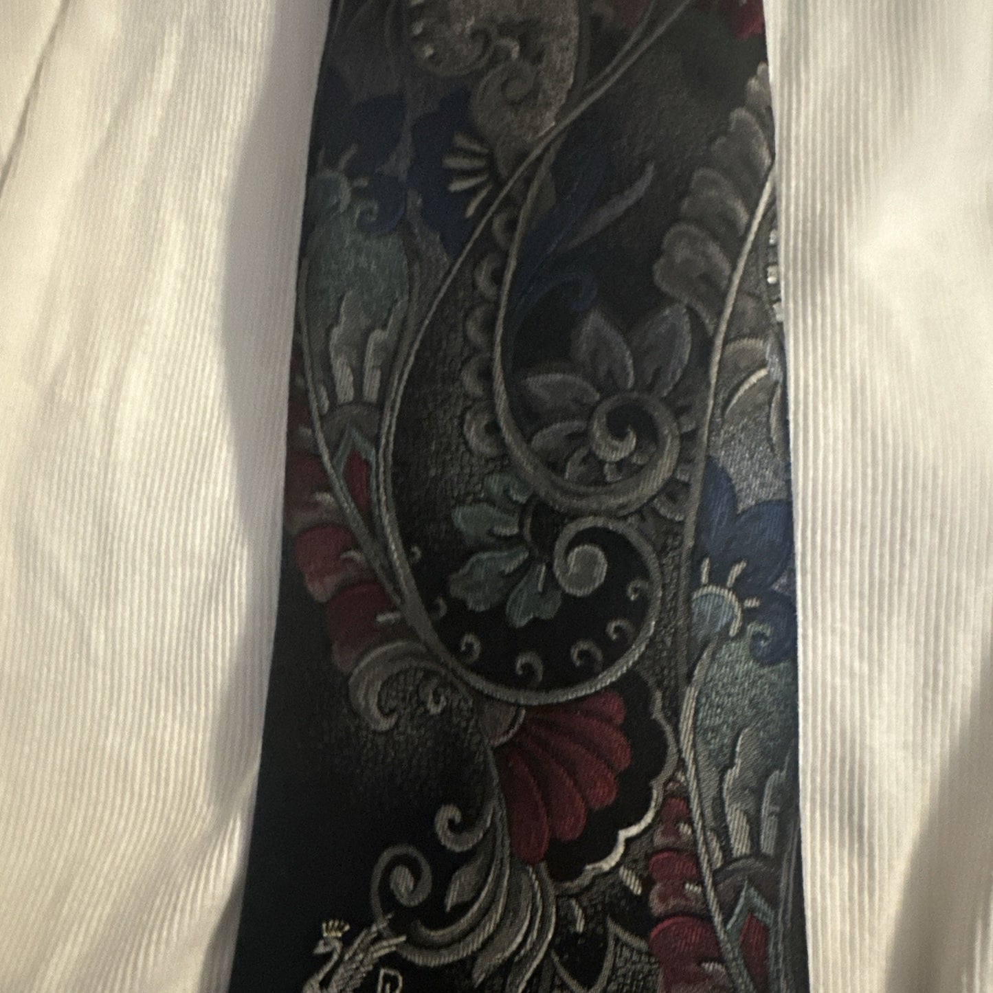 Vintage Don Loper Beverly Hills Silk Blend Neck Tie 57" Gray Paisley Pattern USA