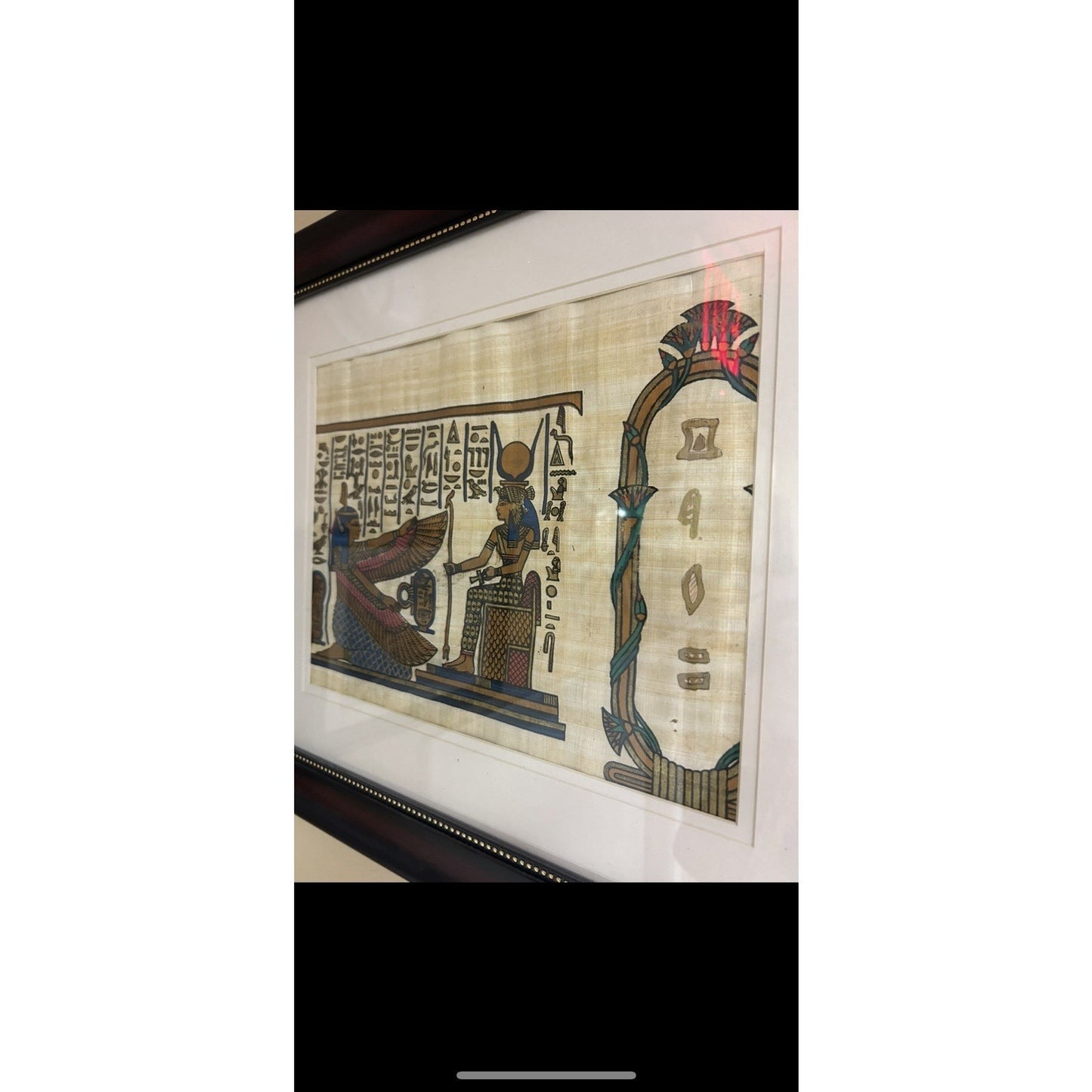 Vintage Framed egyptian art on papyrus 17x21