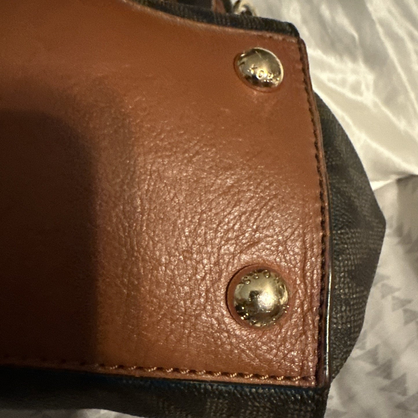 Michael Kors Brown Signature Coated Canvas and Leather Hamilton North South Tote