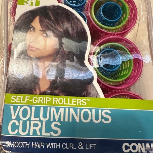 Conair Voluminous Curls Self Grip Rollers 31 Pc Smooth Hair w/ Curl & Lift NEW