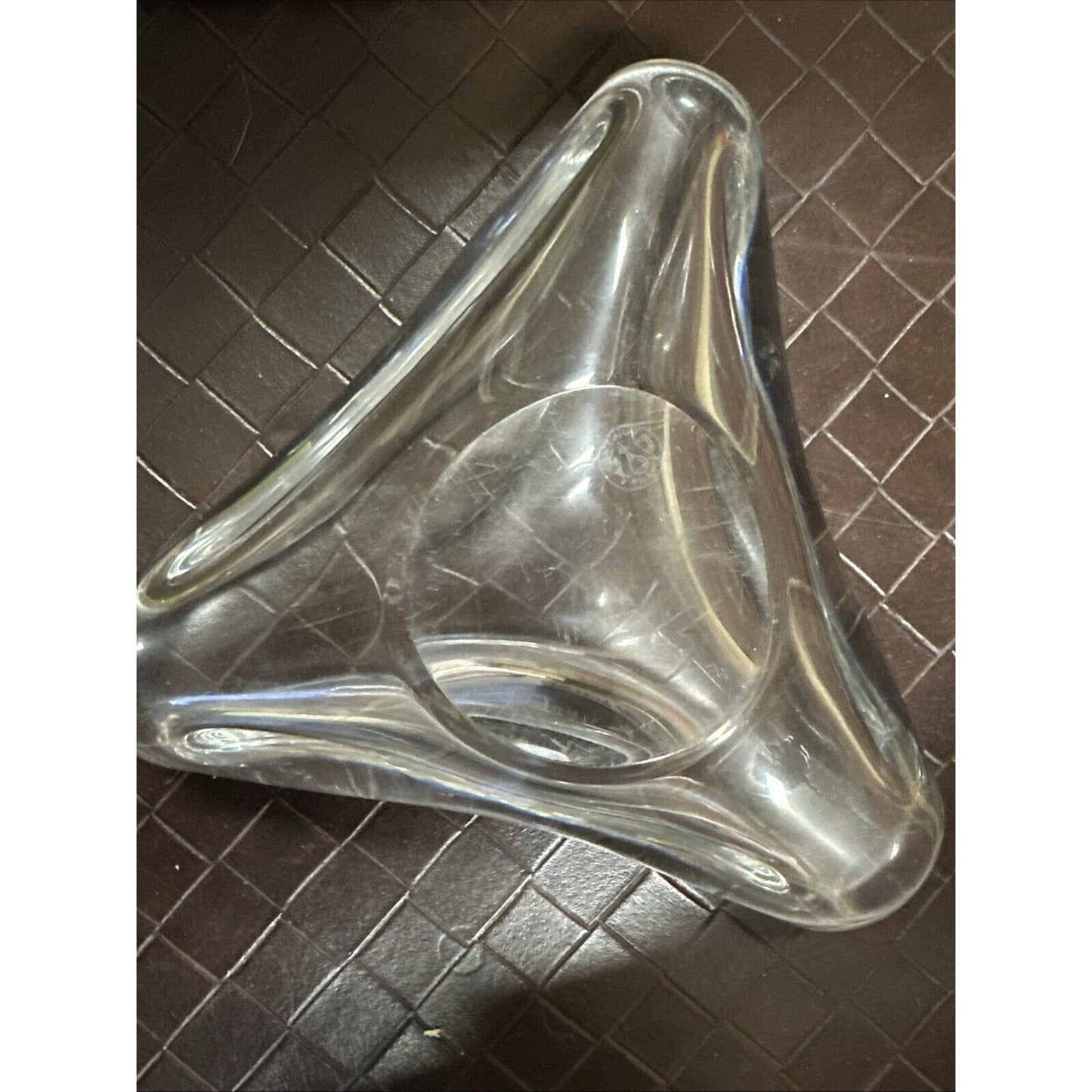 Baccarat France Crystal Tricorne MCM Modernist Cigar Triangular Ashtray 6.5"