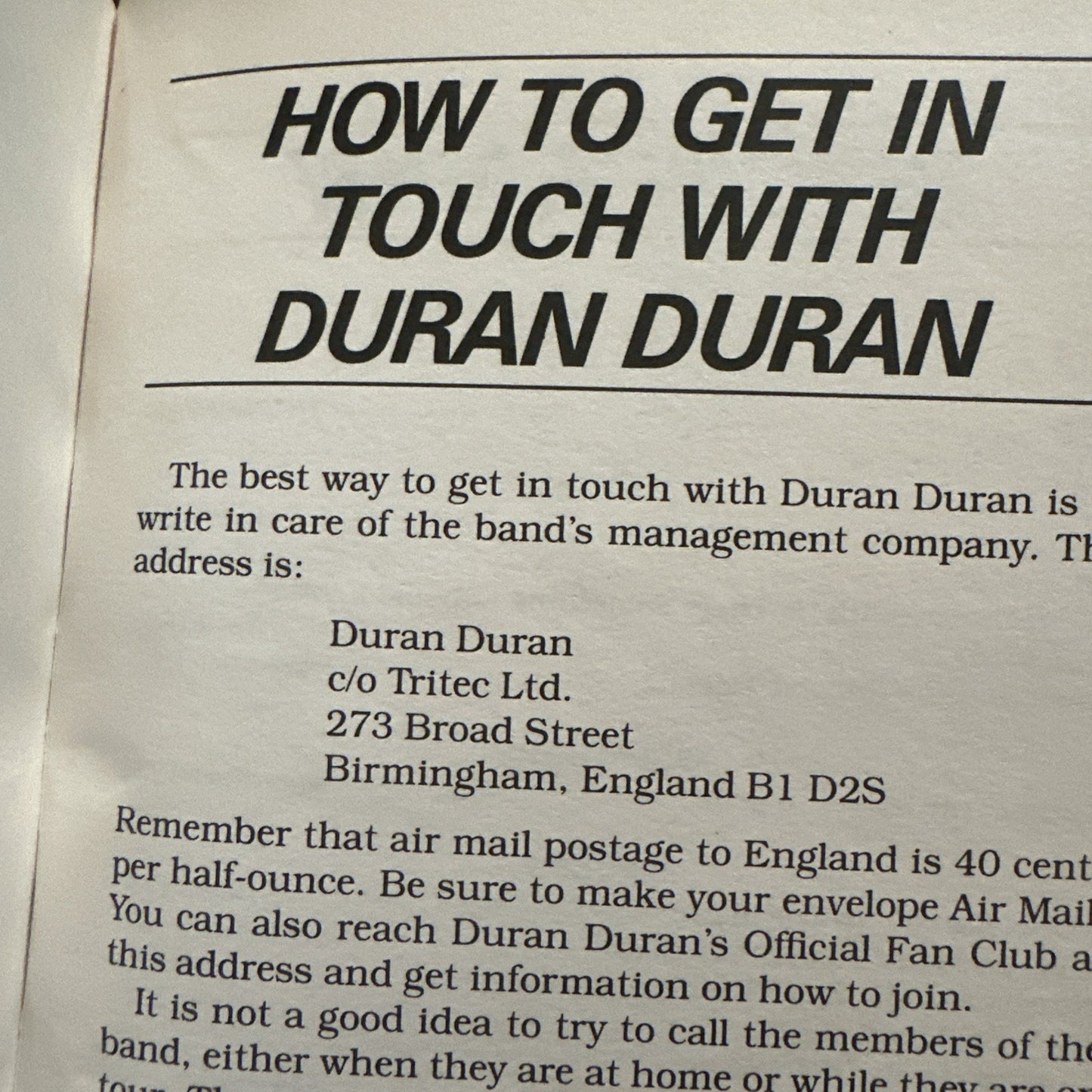 Susan Martin / Duran Duran 1984