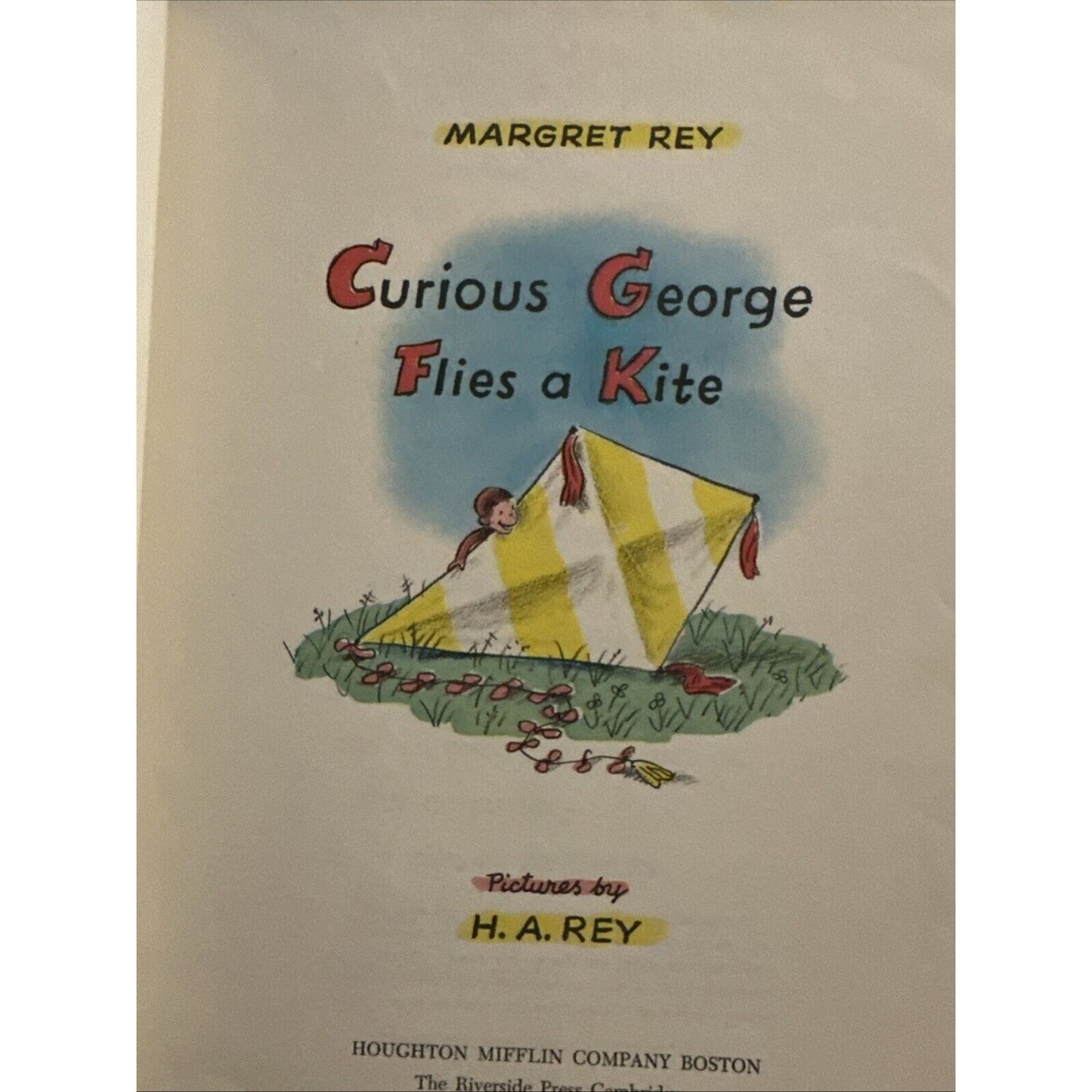 Vintage Curious George Flies A Kite Book 1958 - Margret Rey - Great Condition