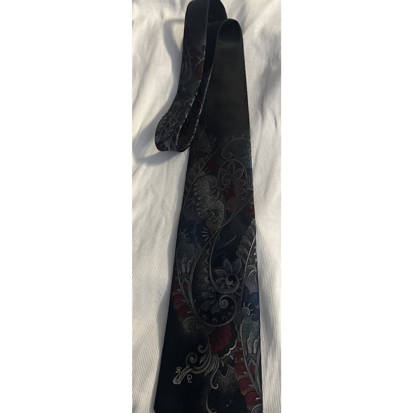Vintage Don Loper Beverly Hills Silk Blend Neck Tie 57" Gray Paisley Pattern USA