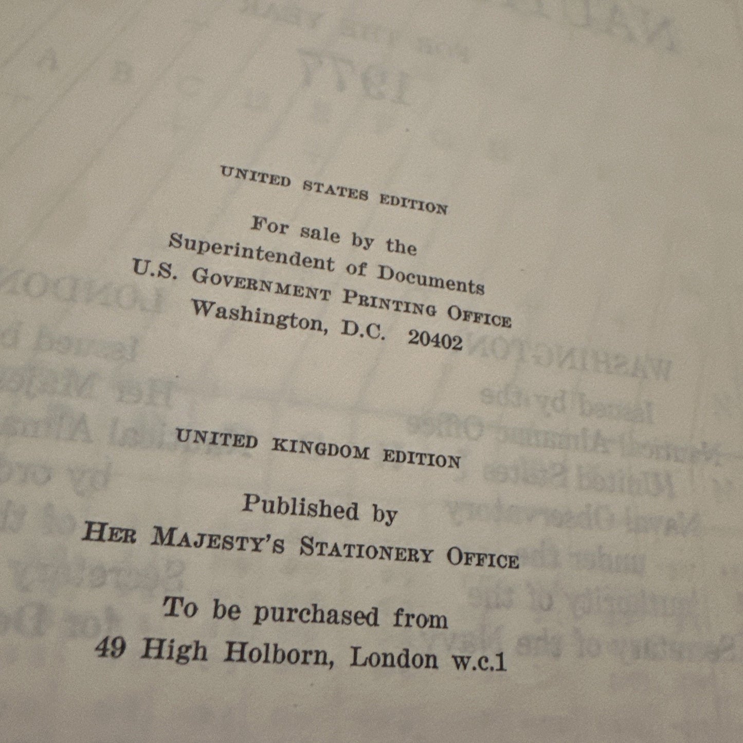 The Nautical Almanac For The Year 1977 US Naval Observatory Charts Pub. 1975