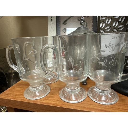 4 VINTAGE PRINCESS HOUSE HERITAGE PATTERN IRISH COFFEE CUP MUG~Estate Find