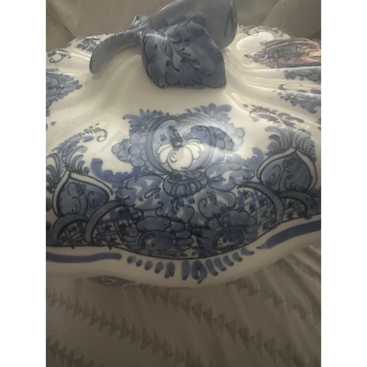 Tureen with Lid/ Hand Painted Greece Blue & White Very Rare