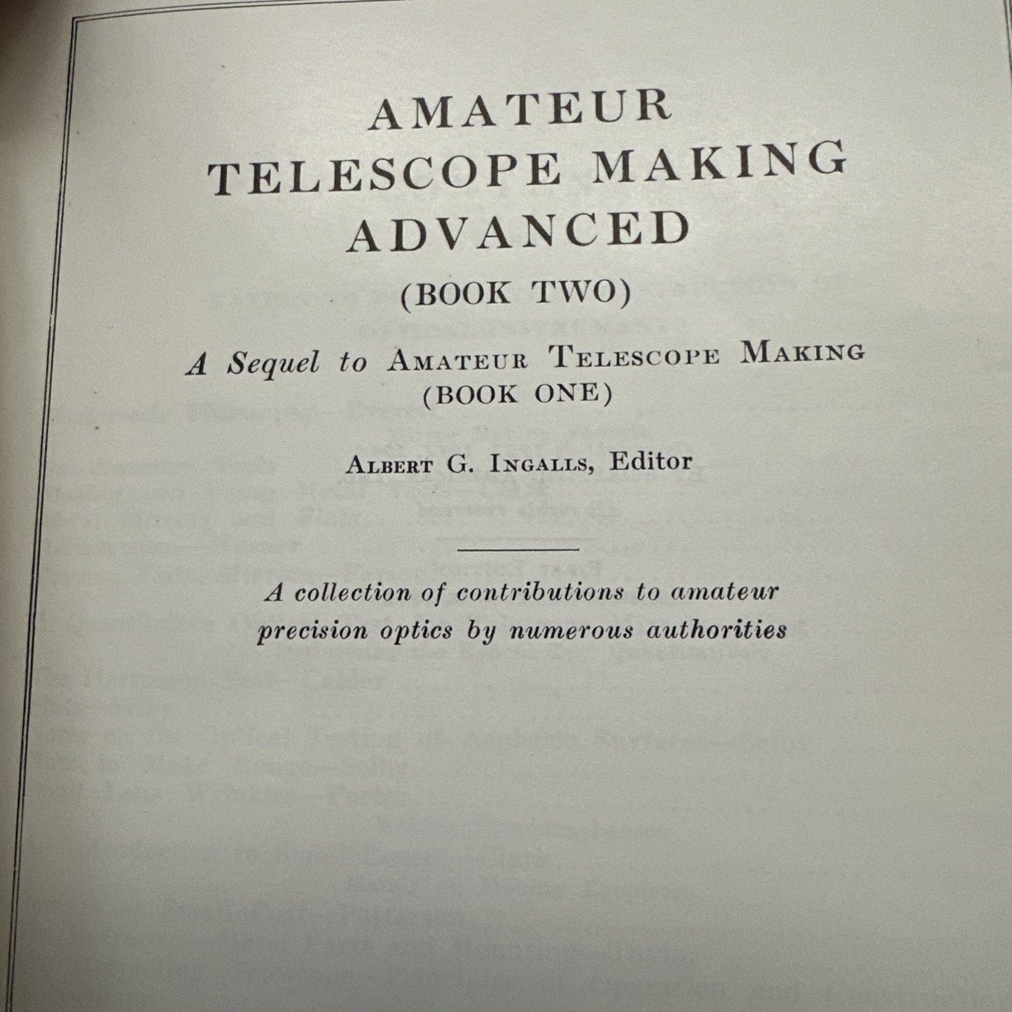 Amateur Telescope Making:Book One - Albert G. Ingalls-4th Ed/1964-HC
