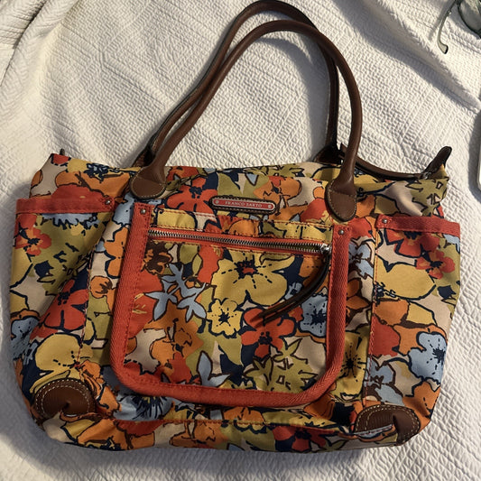 Franco Sarto Floral Spring Shoulder Bag Purse Multicolor Zip Pockets