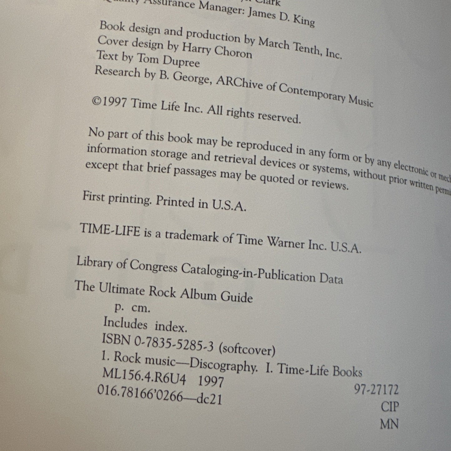 Ultimate Rock Album Guide-Gold & Platinum PB-1997-127 pages
