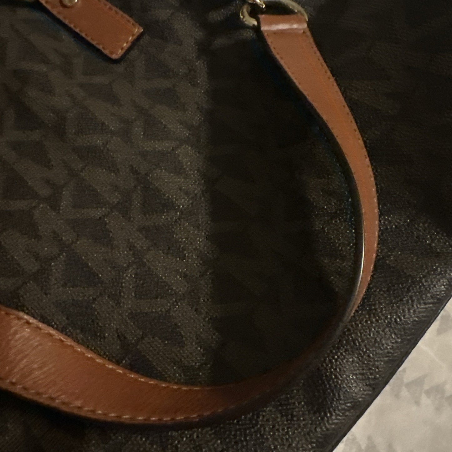 Michael Kors Brown Signature Coated Canvas and Leather Hamilton North South Tote