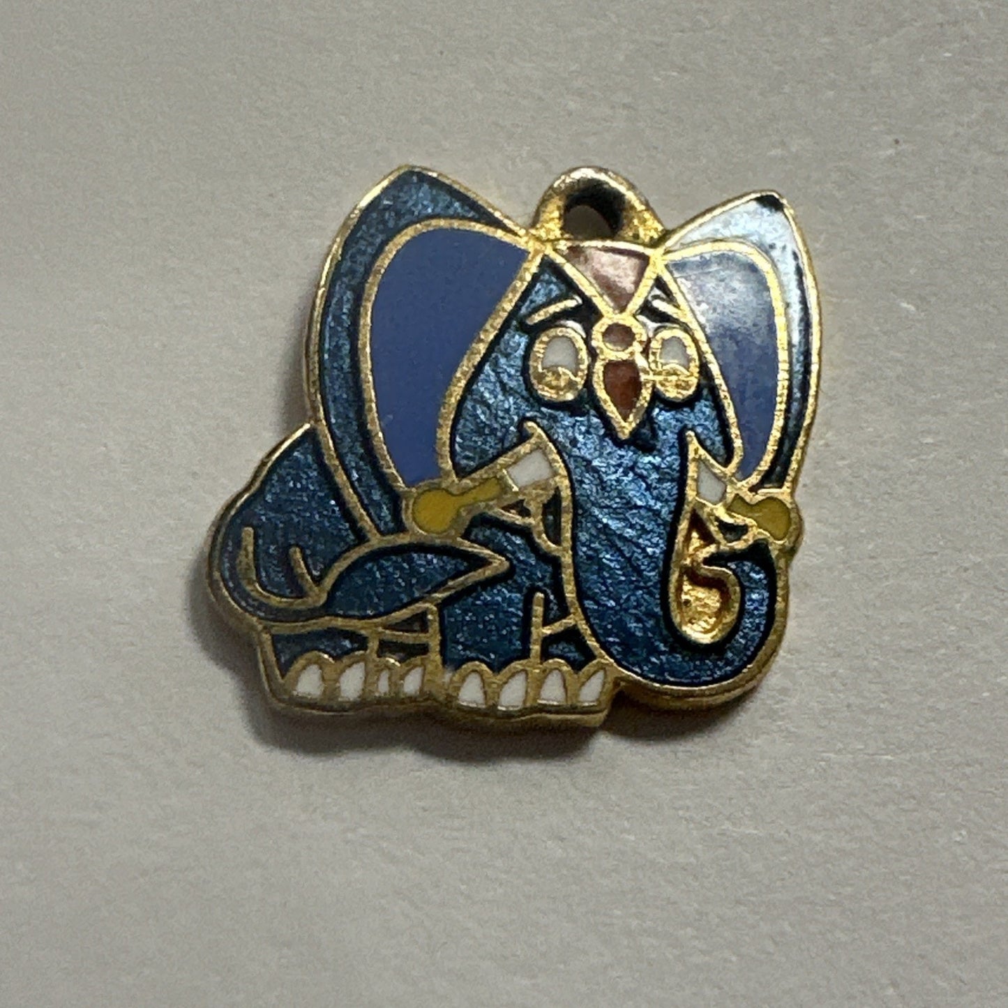 Vintage Aviva Enamel Elephant Pendant 1970s Gold Cloiso .5 inches