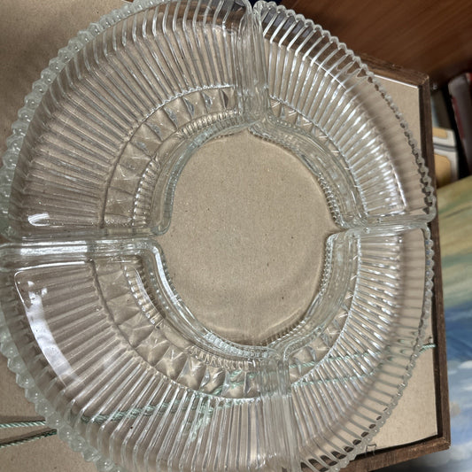 Vintage Kromex Lazy Susan Replacement Relish Dish Glass Inserts Set Of 4