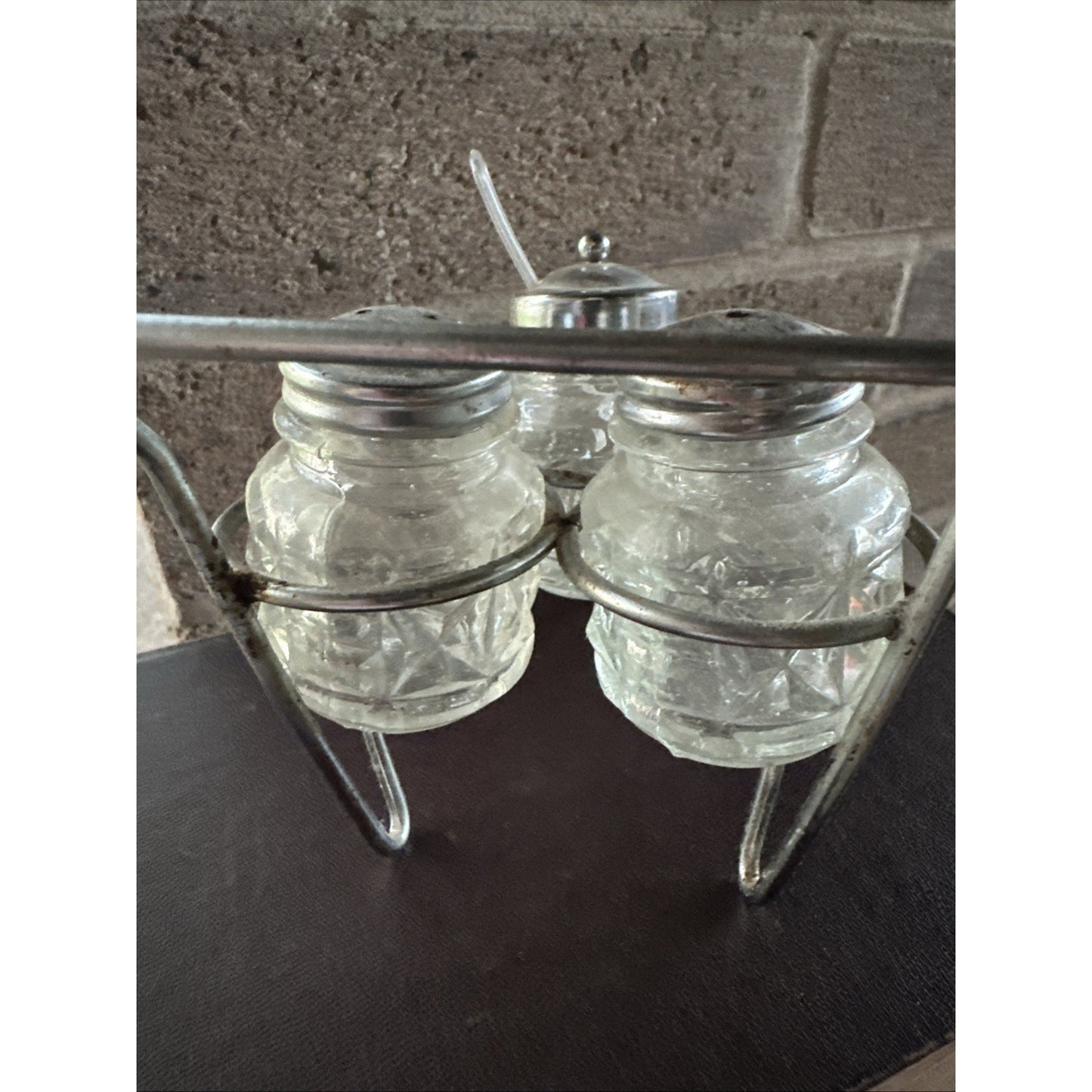 Condiment Cart Salt and Pepper Shakers plus Condiment Jar Wheel Barrel Holder
