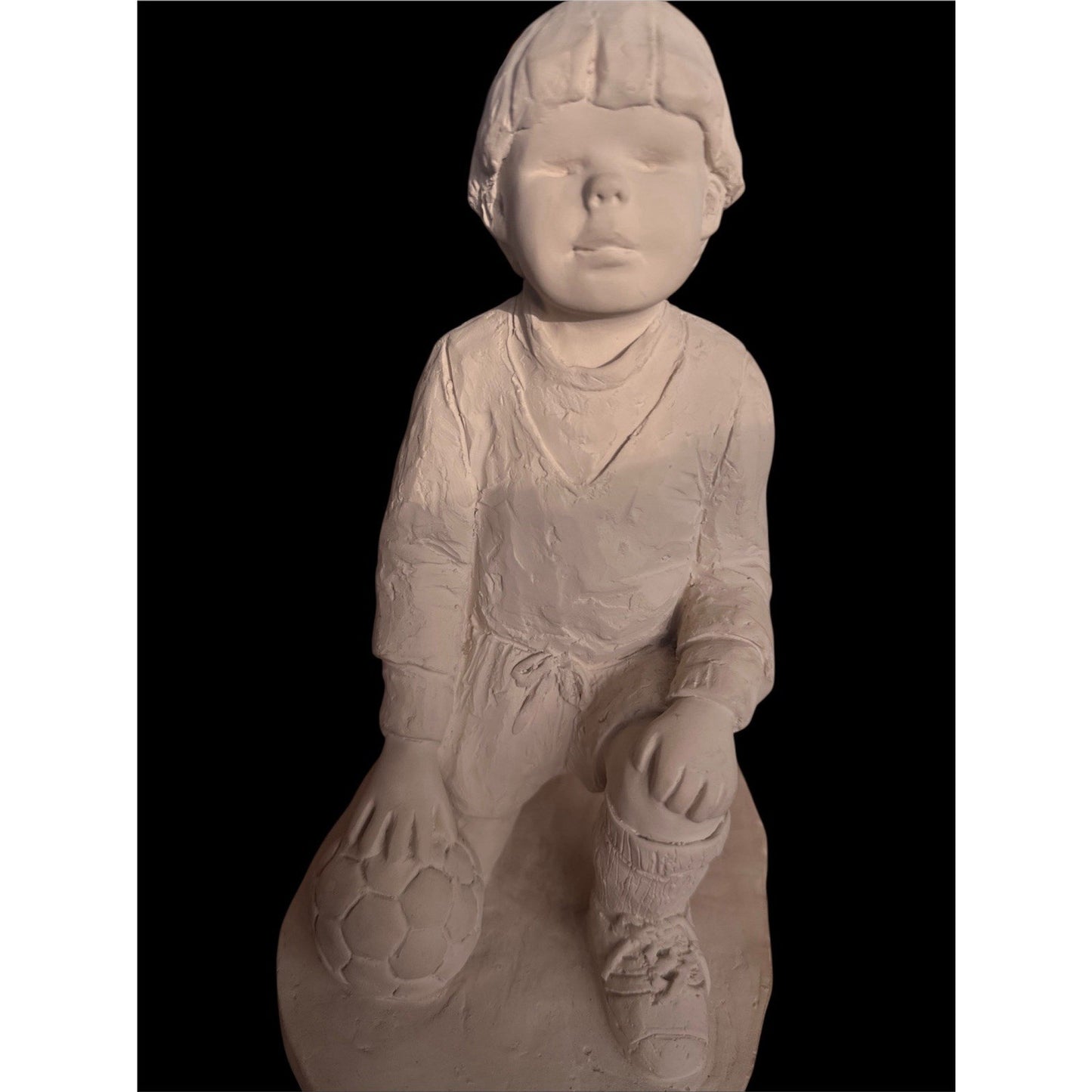 Vintage Sculpture Dee Crowley Boy With Soccer Ball. Rare