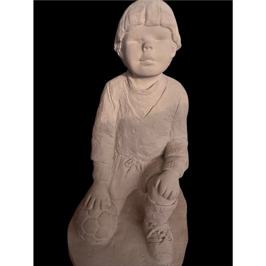 Vintage Sculpture Dee Crowley Boy With Soccer Ball. Rare