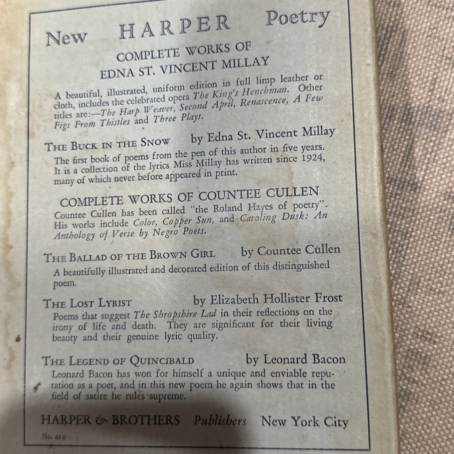 1st Edition THE BUCK IN THE SNOW & Other Poems by Edna St Vincent Millay [1928]