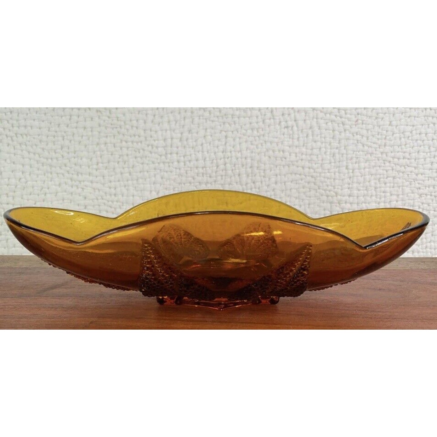 2 Vintage Tiara Amber Indiana Glass 5" x 10" oval banana split dish candy dish