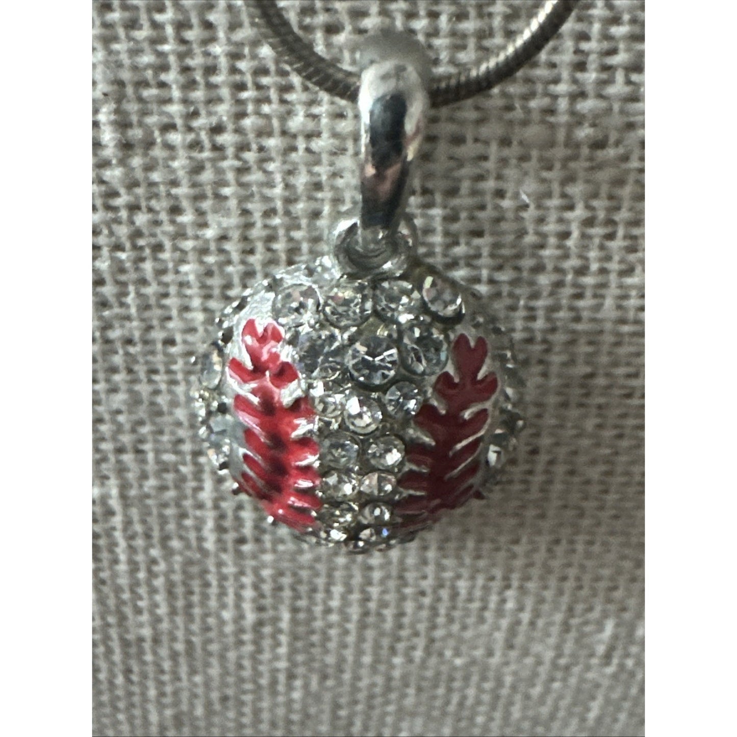 Stunning Sterling Silver 925 Necklace With Cz Softball Pendant Necklace